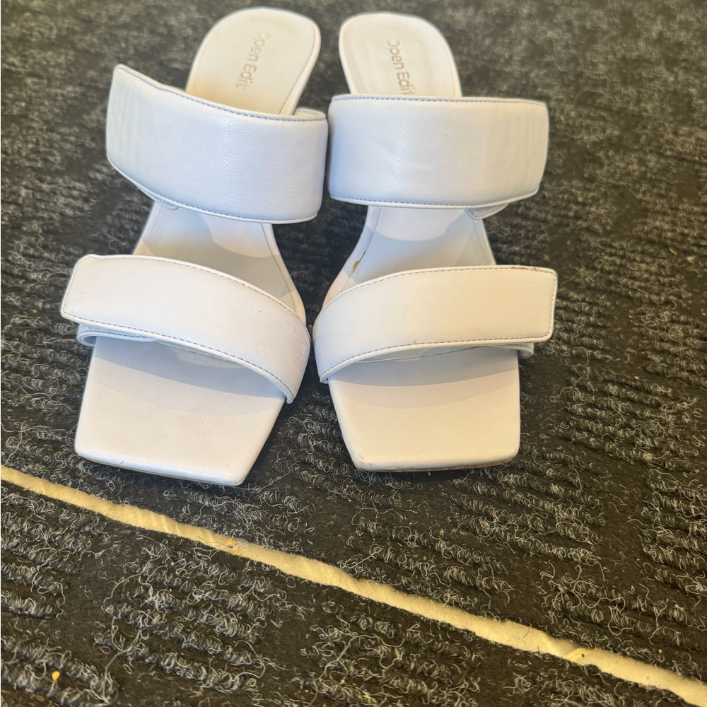 Open Edit Pale Blue Women's Slides w/ Heels